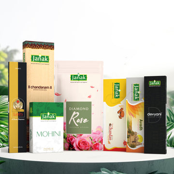 A combo pack of 7 Star Fragrances incense sticks, each with a unique, long-lasting aroma. Perfect for daily pooja, relaxation, or refreshing your space.