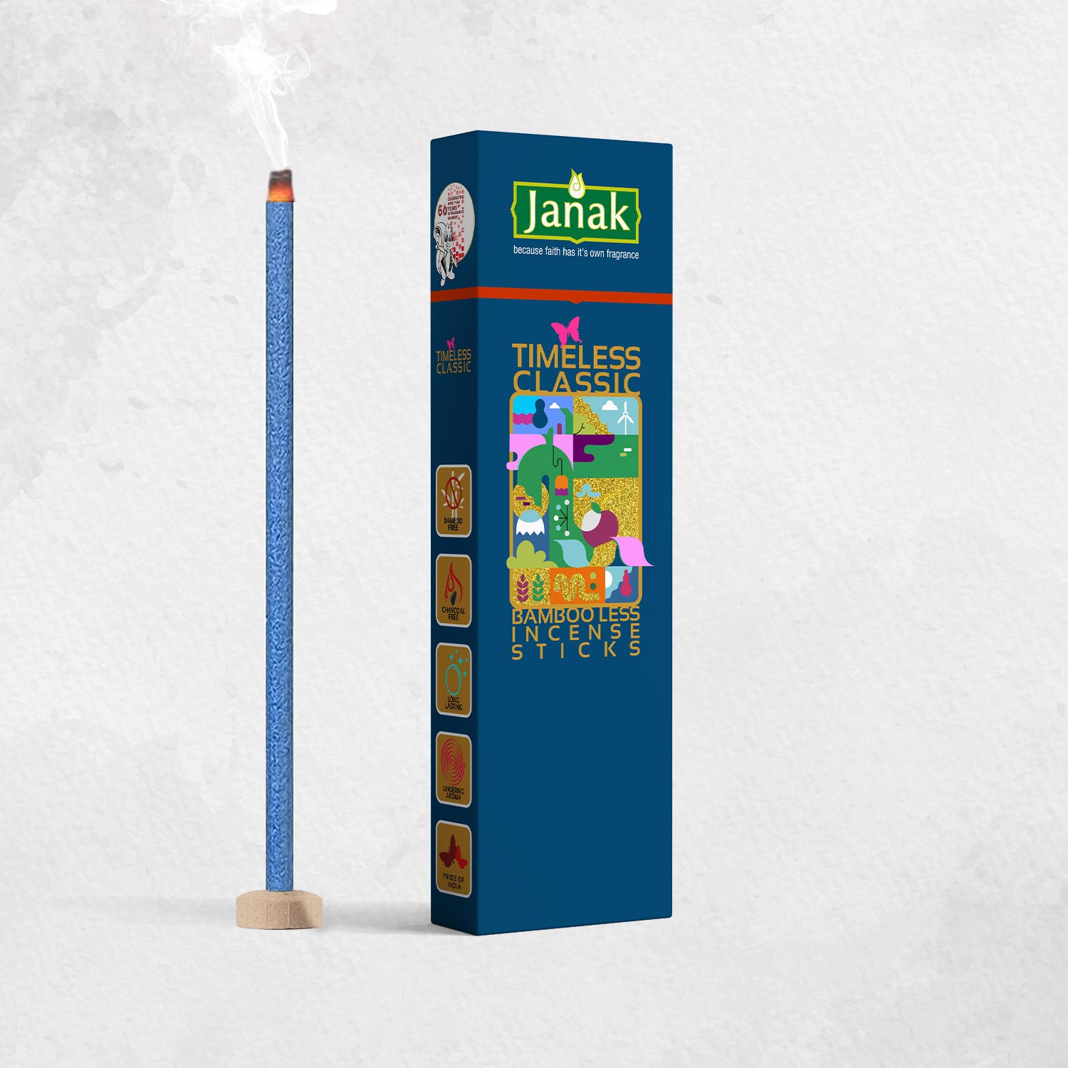 Timeless Classic Bambooless Incense Sticks give a clean, smooth burn with no bamboo residue. Perfect for daily pooja, meditation, or creating a calming vibe at home.