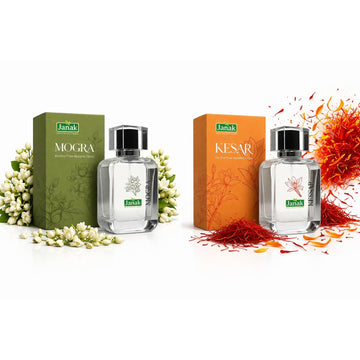 Janak Mogra & Kesar Alcohol Free Apparel Spray Combo, 2 × 100 ml – both boxes with bottles
