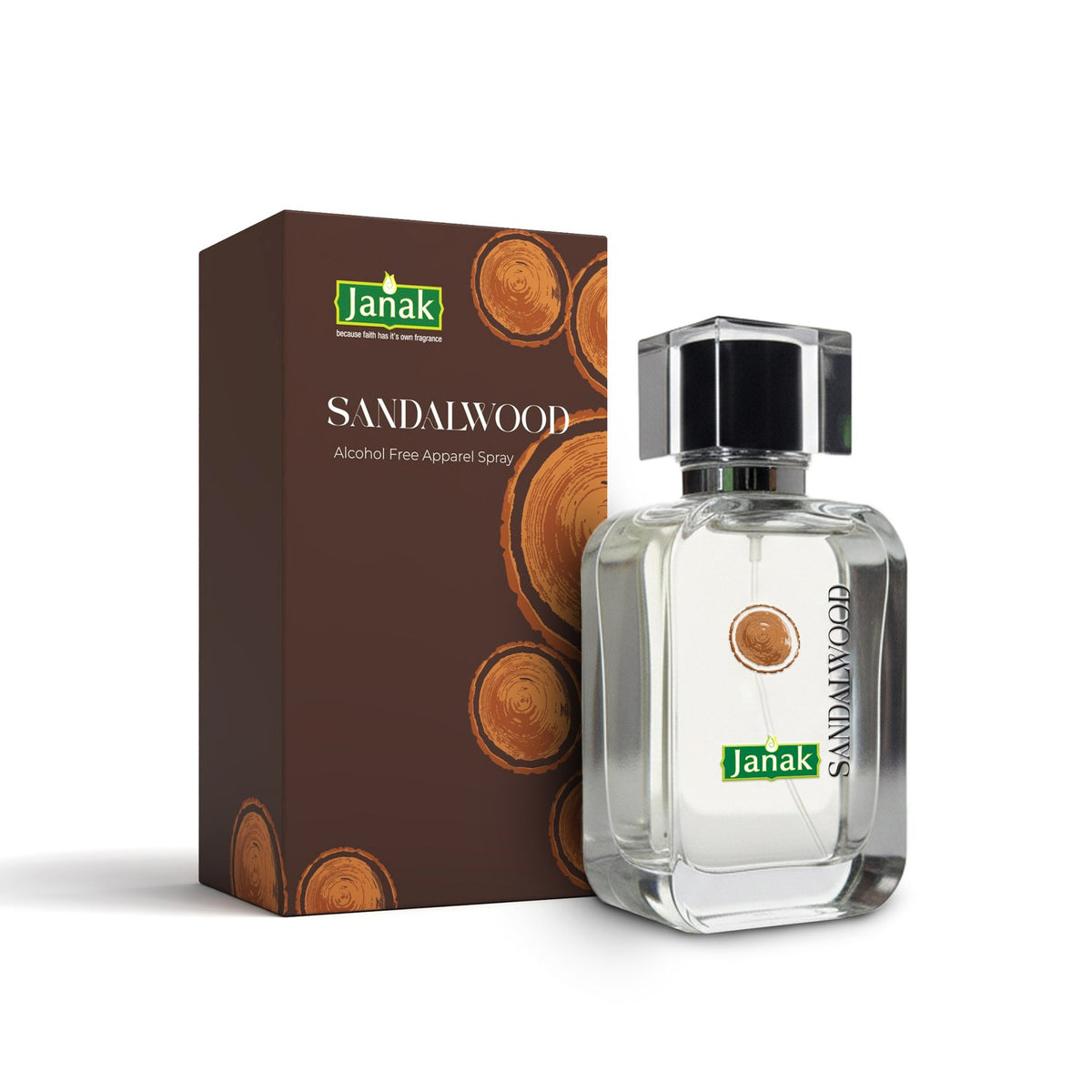 Janak Sandalwood Alcohol Free Apparel Spray, 100 ml – box with bottle