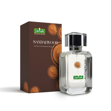 Janak Sandalwood Alcohol Free Apparel Spray, 100 ml – box with bottle