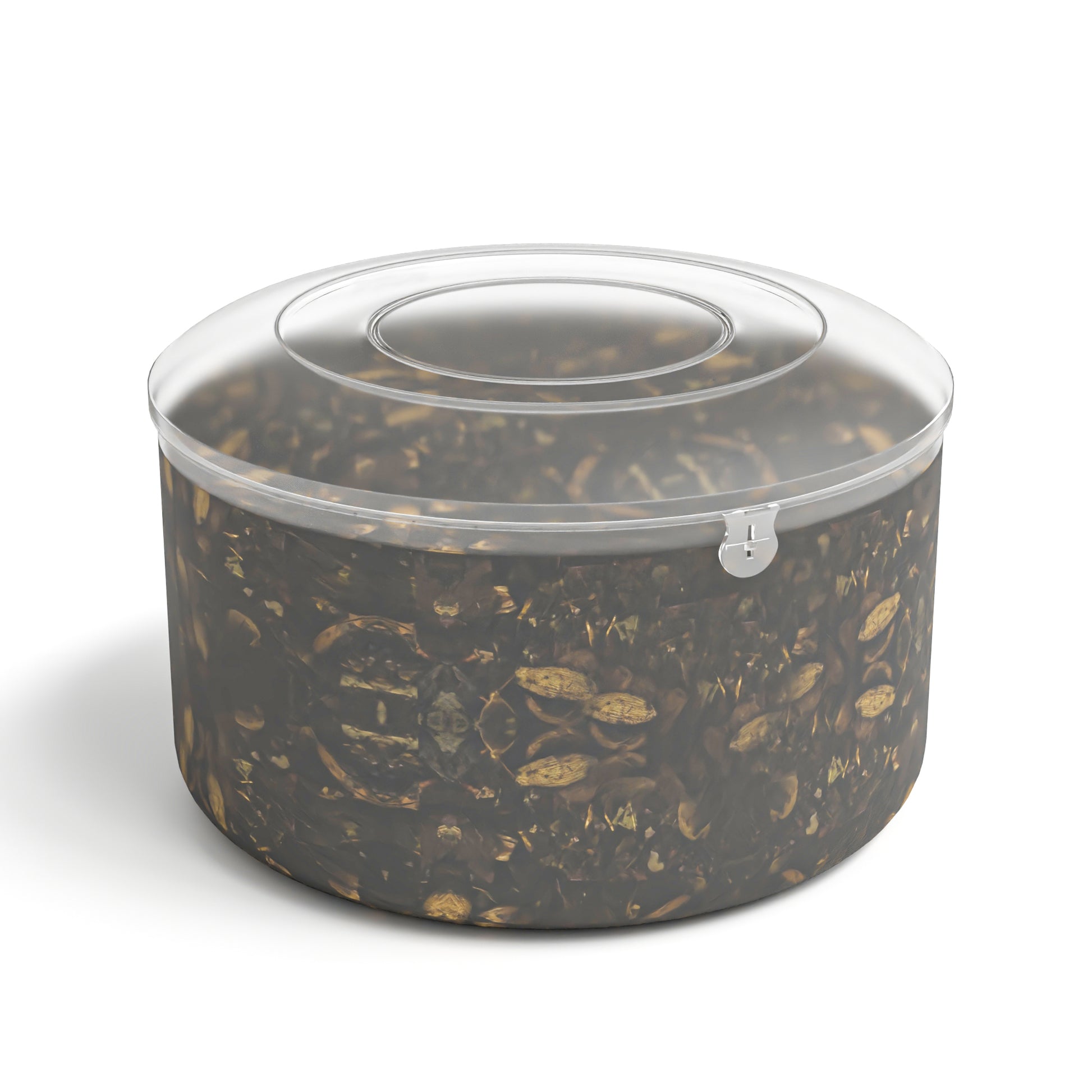 “Resealable round tub of Prachin Dhoop loose blend with lid.”