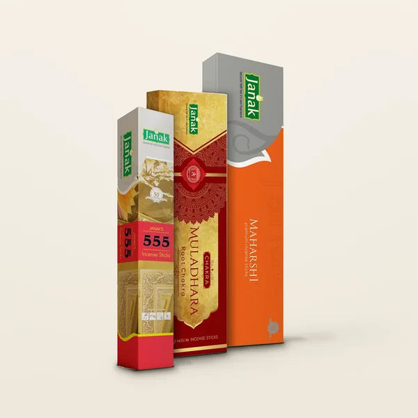 Muladhara 25 Sticks & Maharshi (50g) & 555 (50g) Incense Sticks Combo